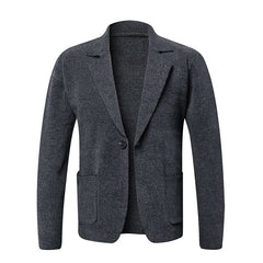 2025 New Men's Solid Color Suit Knitted Jacket