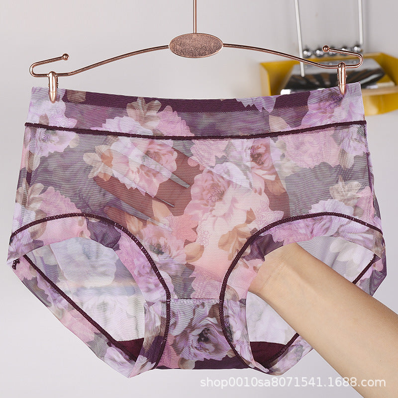 Printed sexy mesh seamless breathable Panties