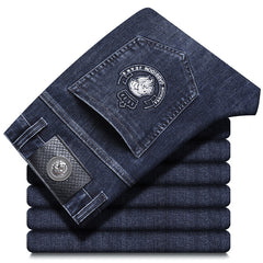 Men's Business Elastic Straight Embroidered High-end Fashion Jeans