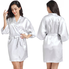 Ladies Satin Skin Friendly Cardigan Nightgown