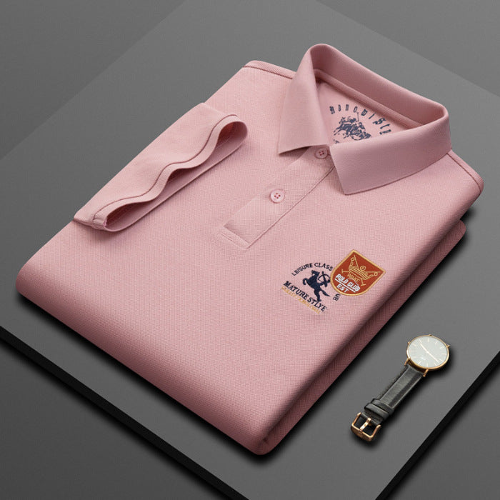 Men's 100% Cotton Casual Lapel Loose Polo Shirt