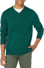 Men's Solid Color V-neck Sweater