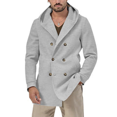 Men's Slim Fit Woolen Windbreaker Hooded Casual Jacket