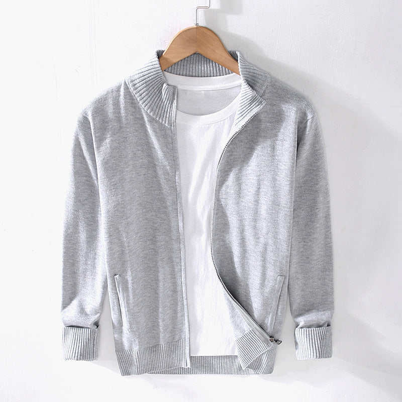 New men's cotton turtleneck zipper sweater for men