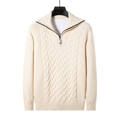 Thick lapel buttonhole thick needle zipper sweater