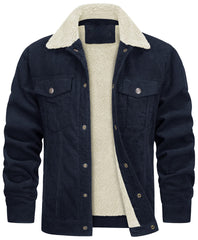 Men's 2023 New Corduroy Lapel Plush Loose Casual Jacket