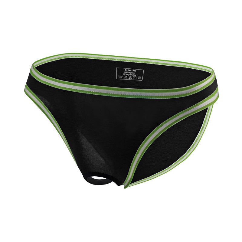Men's Sexy Transparent Large Size Low Rise Open Crotch Briefs