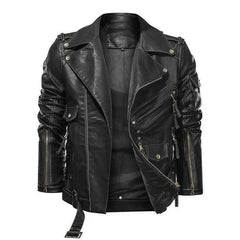 Men's Multi-pocket Zipper Leather Jacket