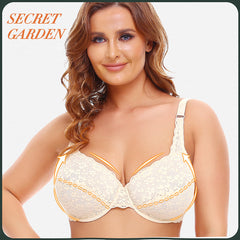 Lace jacquard ultra-volume BCDEF cup bra