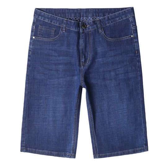 Men's Thin Elastic Straight Casual Fashion Denim Shorts