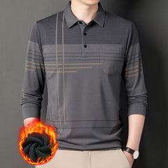 Men's Winter Business Casual Plus Velvet Comfortable High-quality Long-sleeved POLO Shirt