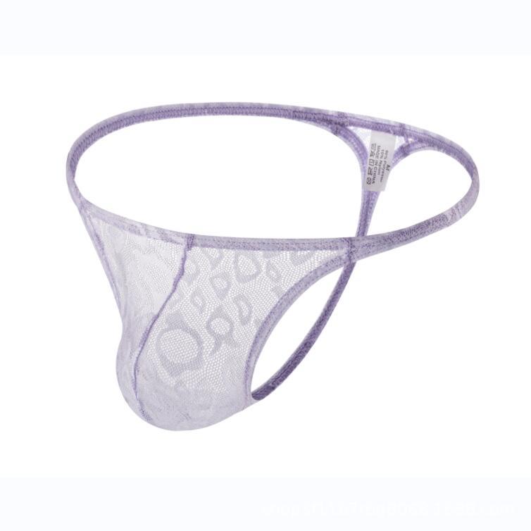 Trendy men's lace transparent thong