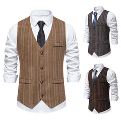 New Men's Striped Retro Business Casual Professional Vest