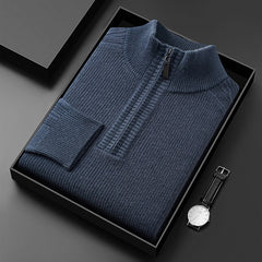 Men's 2024 Thickened Half Zipper Jacquard High-end Casual Pure Wool Sweater