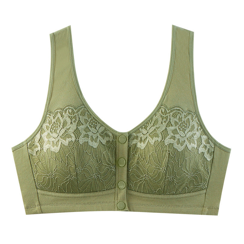 Pure cotton vest style front button large size no wire bra
