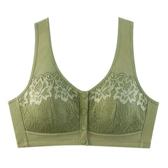 Pure cotton vest style front button large size no wire bra