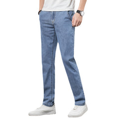 Men's Elastic Loose Soft Ice Silk Slim Straight Casual Jeans