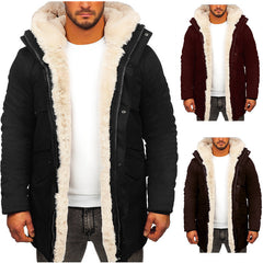 Thick Warm Leather Hooded Jacket