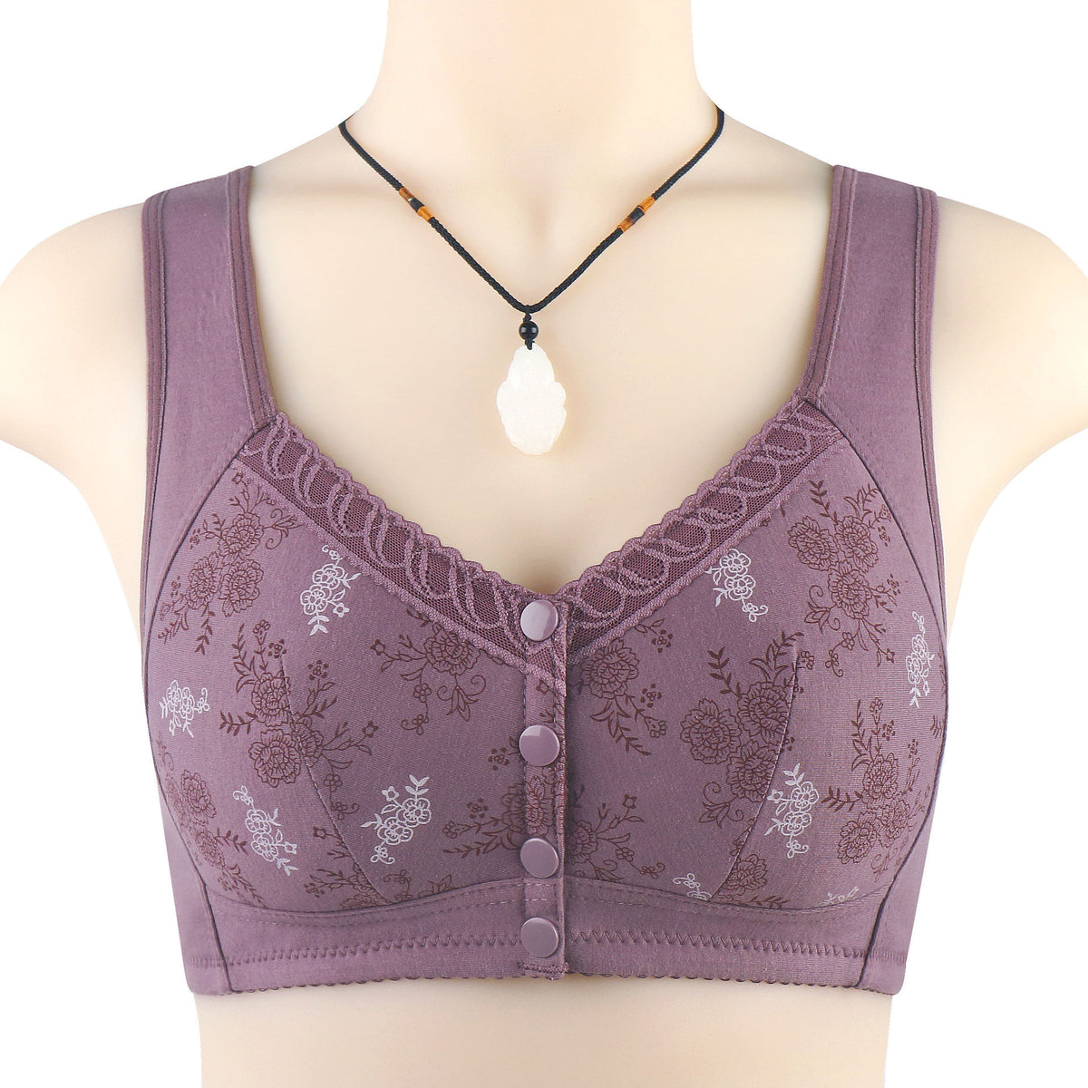 Cotton Printed Front Button Plus Size Bra