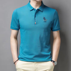 Men's Fashion Casual Lapel Cotton Business Short-sleeved POLO Shirt