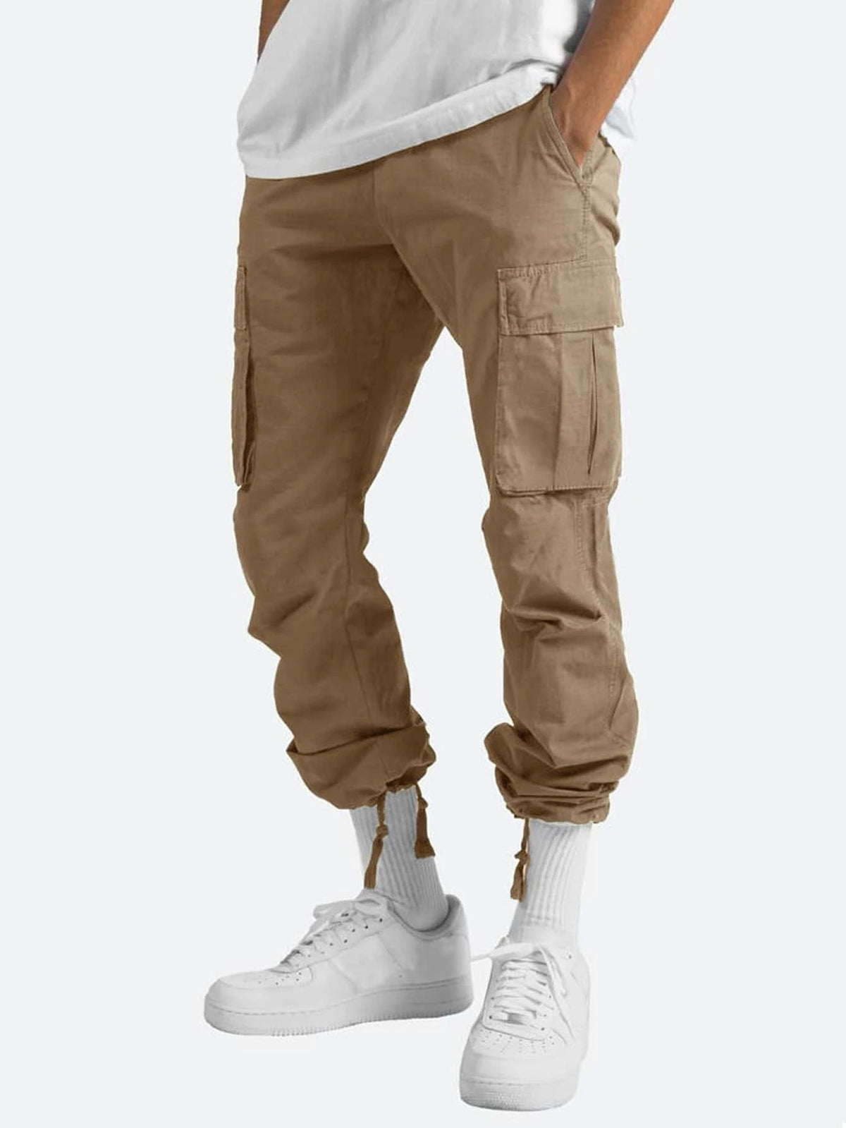 Men's Drawstring Multi-pocket Casual Trousers
