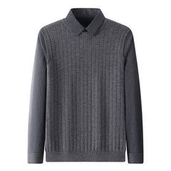 Men's Lapel Warm Business Casual Fake Two-Piece Sweater