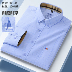 Men's Pure Cotton Business Casual Three-dimensional Comfortable Plaid Long-sleeved Shirt