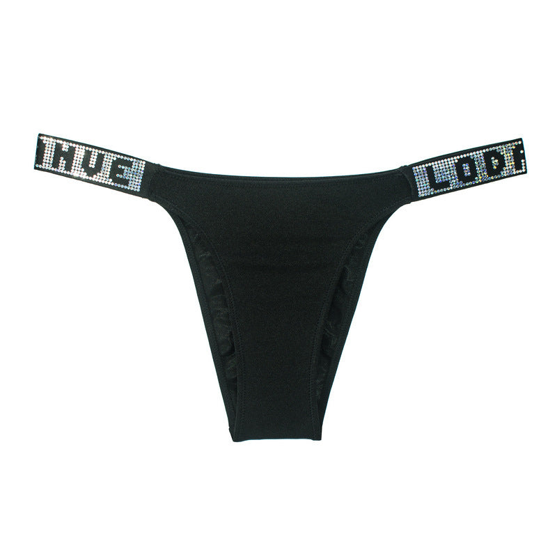 Solid color low waist hip-covering thong