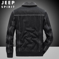 New Men's Thickened Fleece Denim Loose Large Size Windproof Jacket