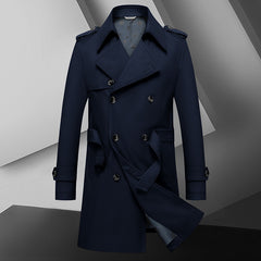 Men's Simple Double Breasted Belt Quality Trench Coat