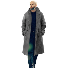 Men's Woolen Plaid Double-breasted Cotton Thick Coat