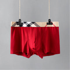 Men's Simple Striped Plaid Contrast Color Breathable Boxer Briefs