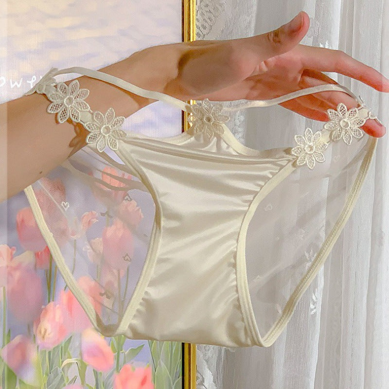 Fashionable three-dimensional embroidered lace mesh Panties