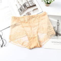 High-waisted Butt-lifting Seamless Transparent Lace Breathable Mesh Briefs