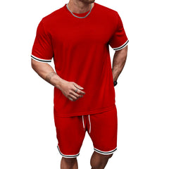 Summer Men's Simple and Versatile Solid Color Casual Sports Suit