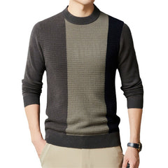 Striped pure wool trendy crew neck sweater