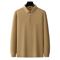 Men's Embroidered Lapel Casual Polo Shirt