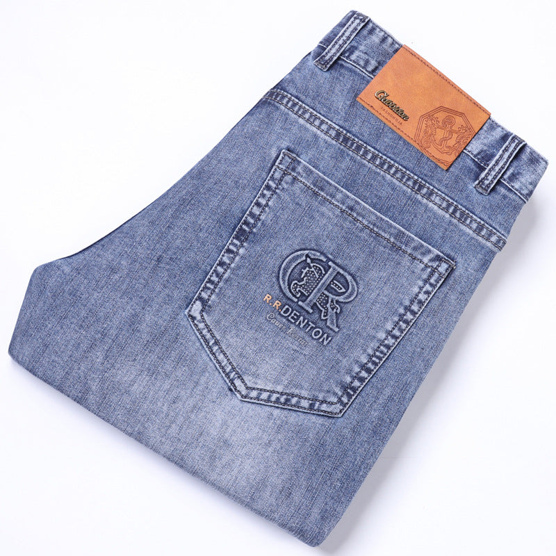 2024 New High-end Men's Casual Business Trend Loose Straight Jeans