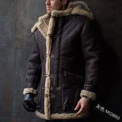 Men's Hooded Fur Collar Thickened Coat