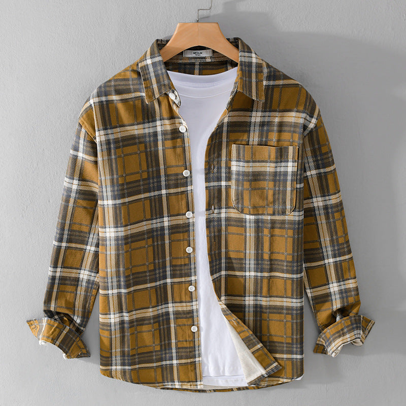Men's 100% Cotton High Quality Plaid Casual Long-sleeved Shirt
