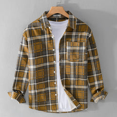 Men's 100% Cotton High Quality Plaid Casual Long-sleeved Shirt