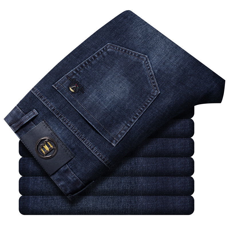 Men's Straight Leg Loose High Waist Business Stretch Casual Jeans