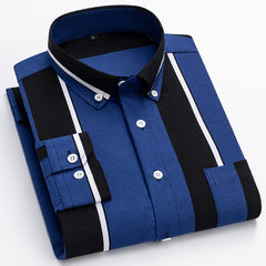 Men's Casual Fashion Striped Print Wrinkle-free and Non-iron Shirt