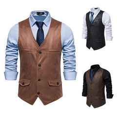 2023 V-neck Suede Single-breasted Casual Vest