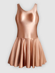 One-piece tight silky shiny gymnastics skirt