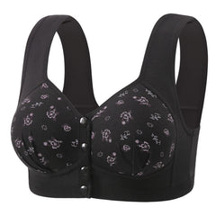 Front Button Large Size Wire-Free Printed Bra