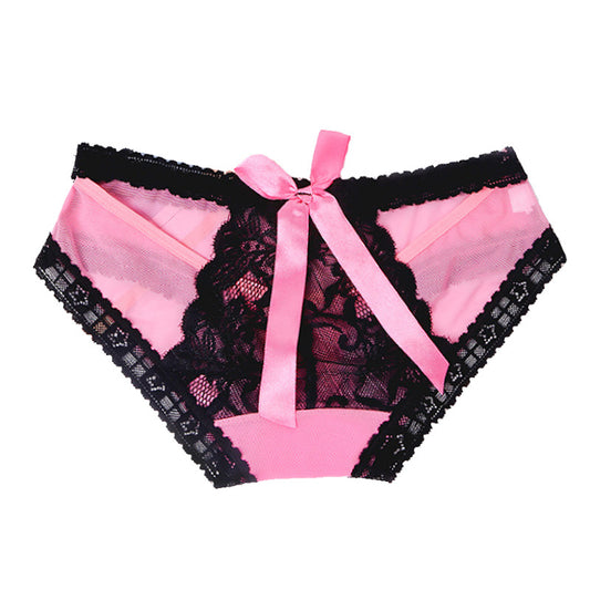 Bowknot Lace Hollow Sexy Seamless Low Waist Briefs