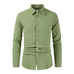 New Men's Cotton Linen Loose Casual Long Sleeve Shirt