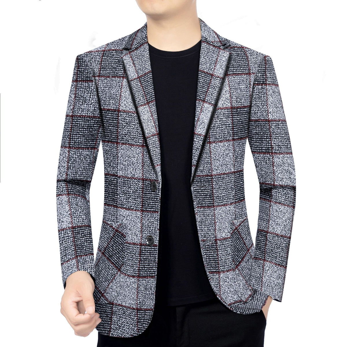 Men's New Fashion Plaid Business Casual Blazer