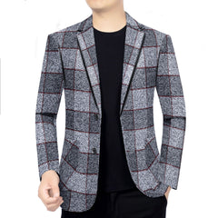 Men's New Fashion Plaid Business Casual Blazer